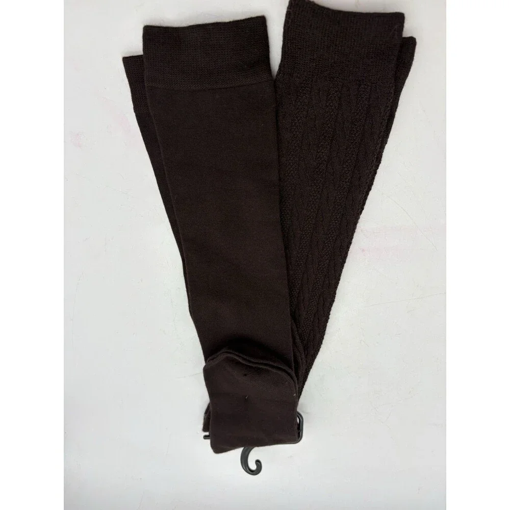 Naturalizer Women’s Knee High Socks 2 Pair Brown Ribbed Solid New Old Stock